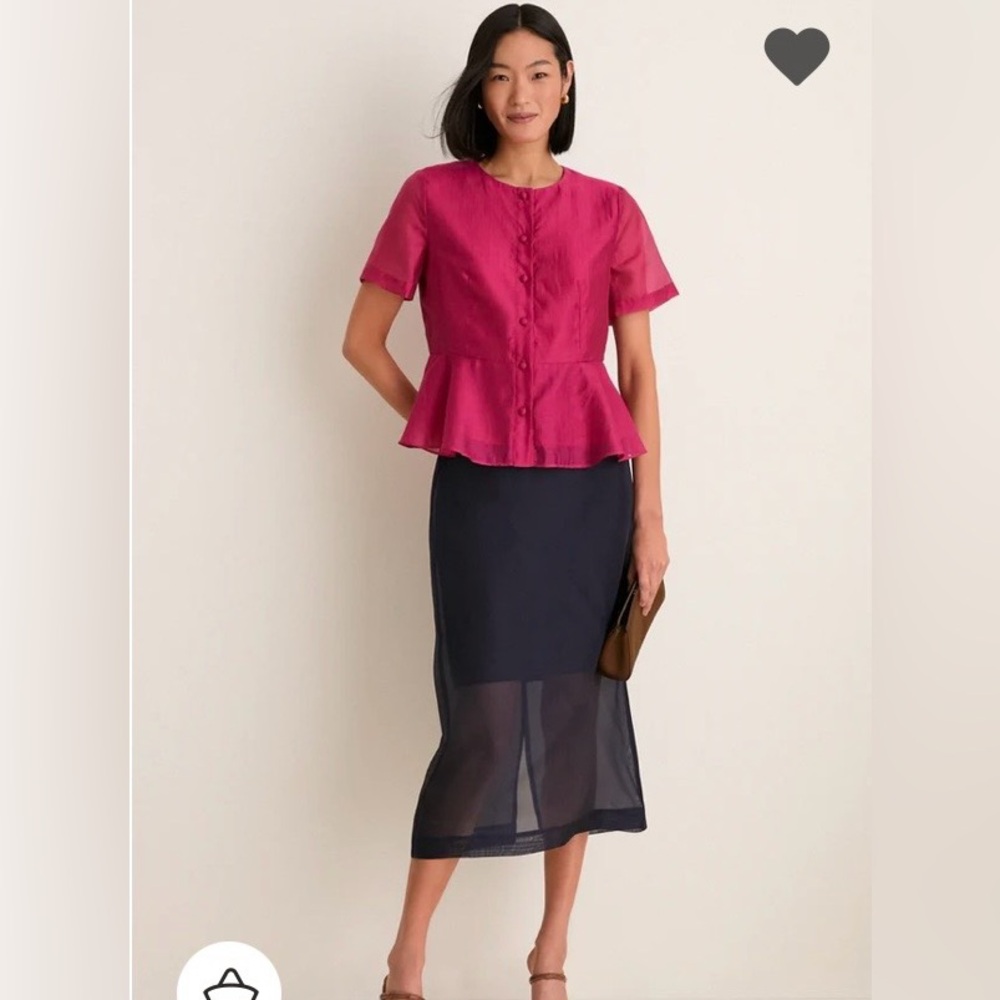 Gorgeous NEW Raspberry Organza Peplum Blouse
